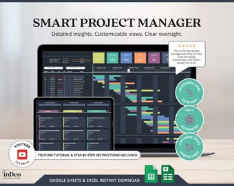 Project Management Template Google Sheets Timeline Planner Gantt Chart Excel Team Task Management Tracker Template Small Business Management