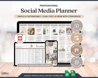 Small Business Social Media Planer Google Sheets Inhaltskalender Instagram Digitale Marketingstragie Vorlage für Businessplaner
