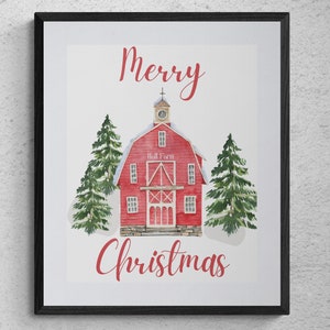 Christmas Farm Print, Christmas Barn Print, Farmhouse Christmas Print, Personalized Christmas Décor, Farmhouse Christmas Wall Art