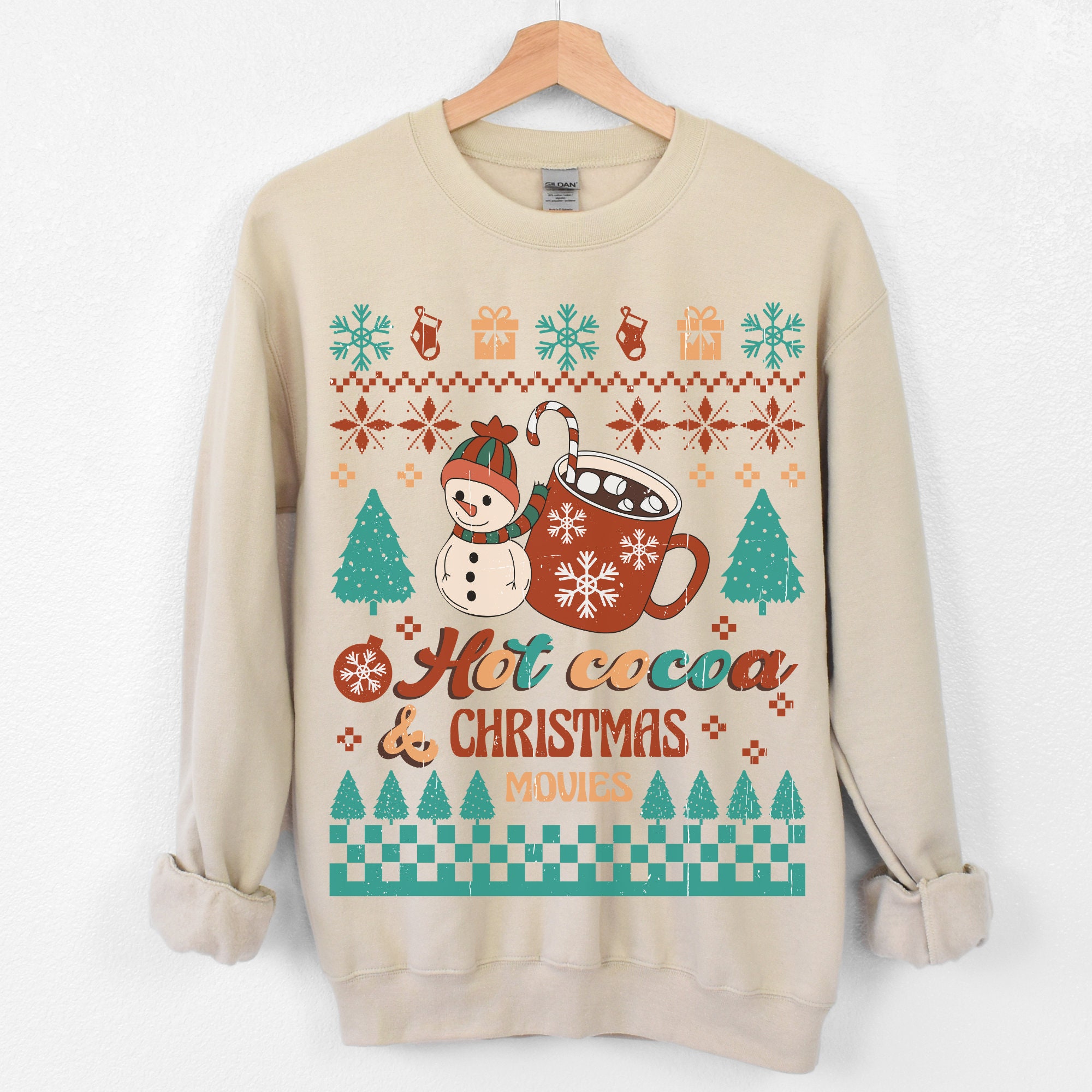 Hot Cocoa and Christmas Movies Ugly Christmas Sweater - Etsy