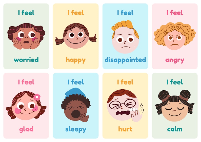 Toddler Emotions Flashcards Etsy