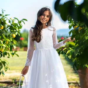 Sukienka komunijna Sukienka komunijna koronkowa satynowa organza, Clara
