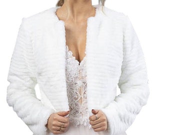 Brautjacke Jacke Bolero Hochzeit Braut Hochzeitsjacke Bolerojacke Fell CH-52