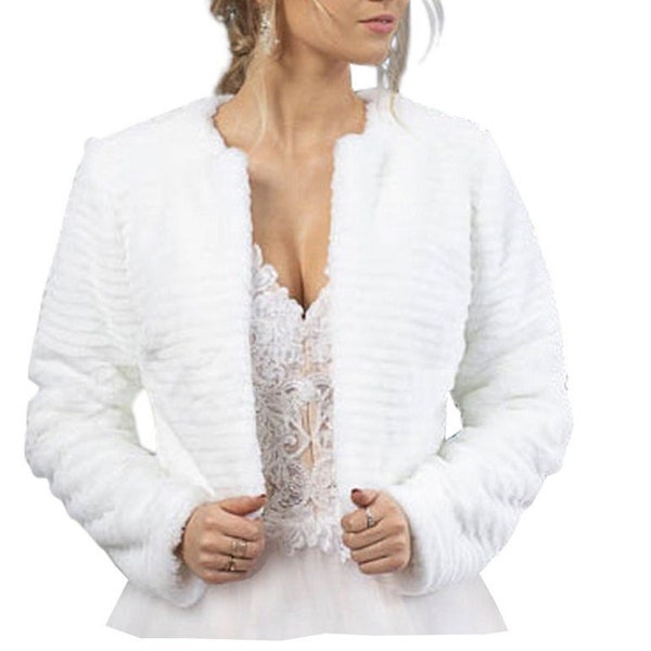 Brautjacke Jacke Bolero Hochzeit Braut Hochzeitsjacke Bolerojacke Fell CH-52