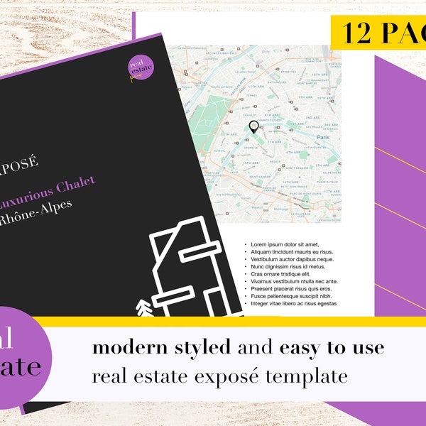 Immobilien Exposé Verkaufs Broschüre - Vorlage mit 12 Seiten - Einfach zu bedienen - Download WORD und PAGES Dokument