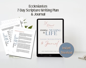 Finding Meaning in Life 7-Day Scripture Writing Plan - Ecclesiastes, Printable, Write the bible, Bible Study Journal, Memory Verses