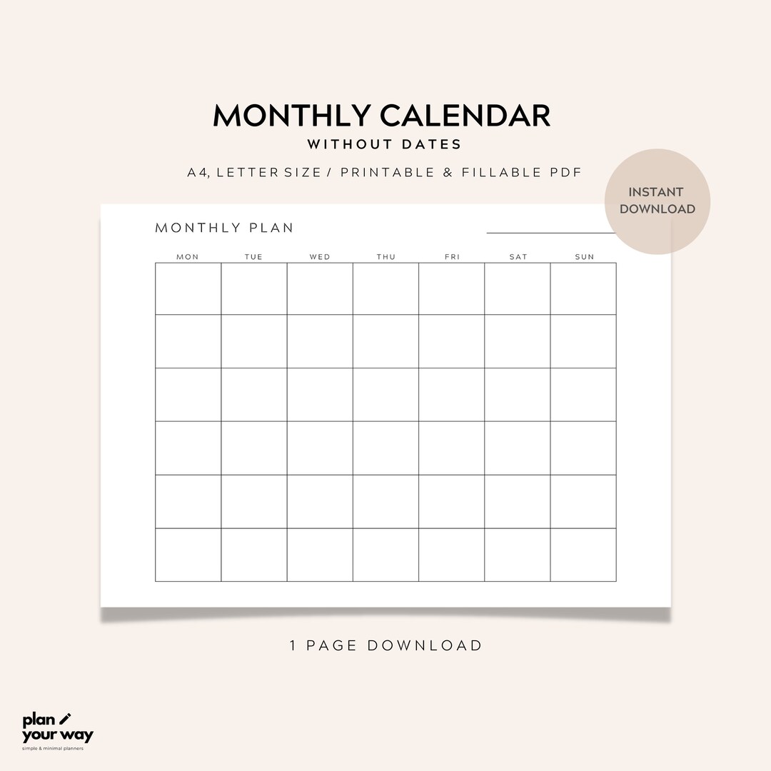 blank-monthly-calendar-monthly-calendar-printable-calendar-template-simple-calendar-to-do-list-a4-letter-print-etsy