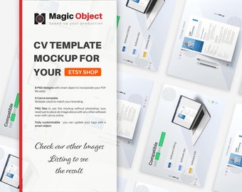 Kit for Etsy Resume Template, Digital Product Mockup, Digital Canva Mockup, CV mock-up, Listing Mockup Digital for CANVA & PHOTOSHOP