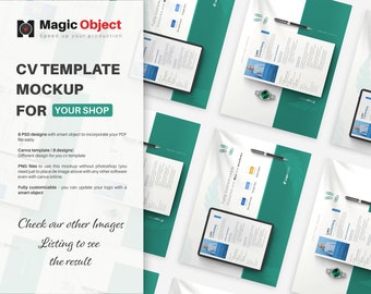 Kit for Etsy Cv Template, Digital Product Mockup, Digital Canva Mockup, CV mock-up, Listing Mockup Digital for CANVA & PHOTOSHOP