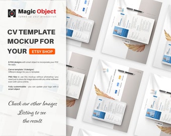 Kit for Etsy Resume Template Mockup, Digital Product Mockup, Digital Canva Mockup, CV mock-up, Listing Mockup Digital for CANVA & PHOTOSHOP