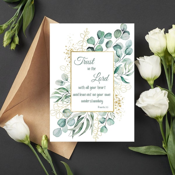 Printable sympathy card Proverbs 3:5 bible verse grief bereavement for anyone sorry for your loss with deepest sympathy Trust in the Lord