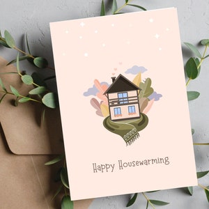 Cartão de felicitações de inauguração de casa feliz para impressão, cartão para novos proprietários de casa, mudança, casa nova, bênção de casa, presente, download instantâneo