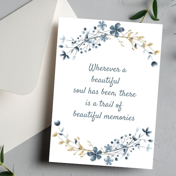 Printable sympathy card grief bereavement thinking of you sorry for your loss deepest sympathy anyone beautiful soul memories blank inside