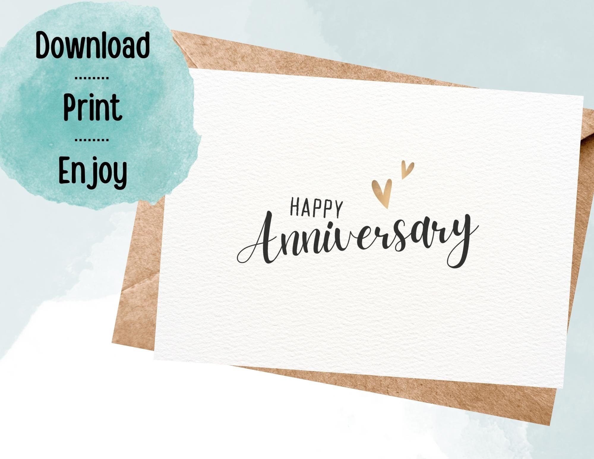 Printable Happy Anniversary Card Gift for Husband Wife Spouse Simple ...