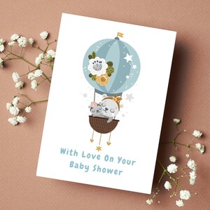Printable baby shower sprinkle congratulations new baby new parents card With love on your baby shower hot air balloon instant download