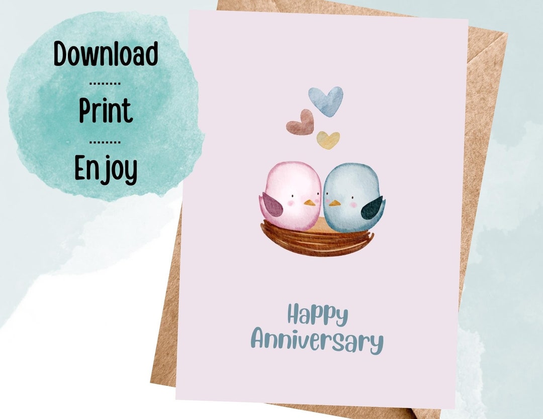 Printable Happy Anniversary Card Gift for Husband Wife Spouse Love ...