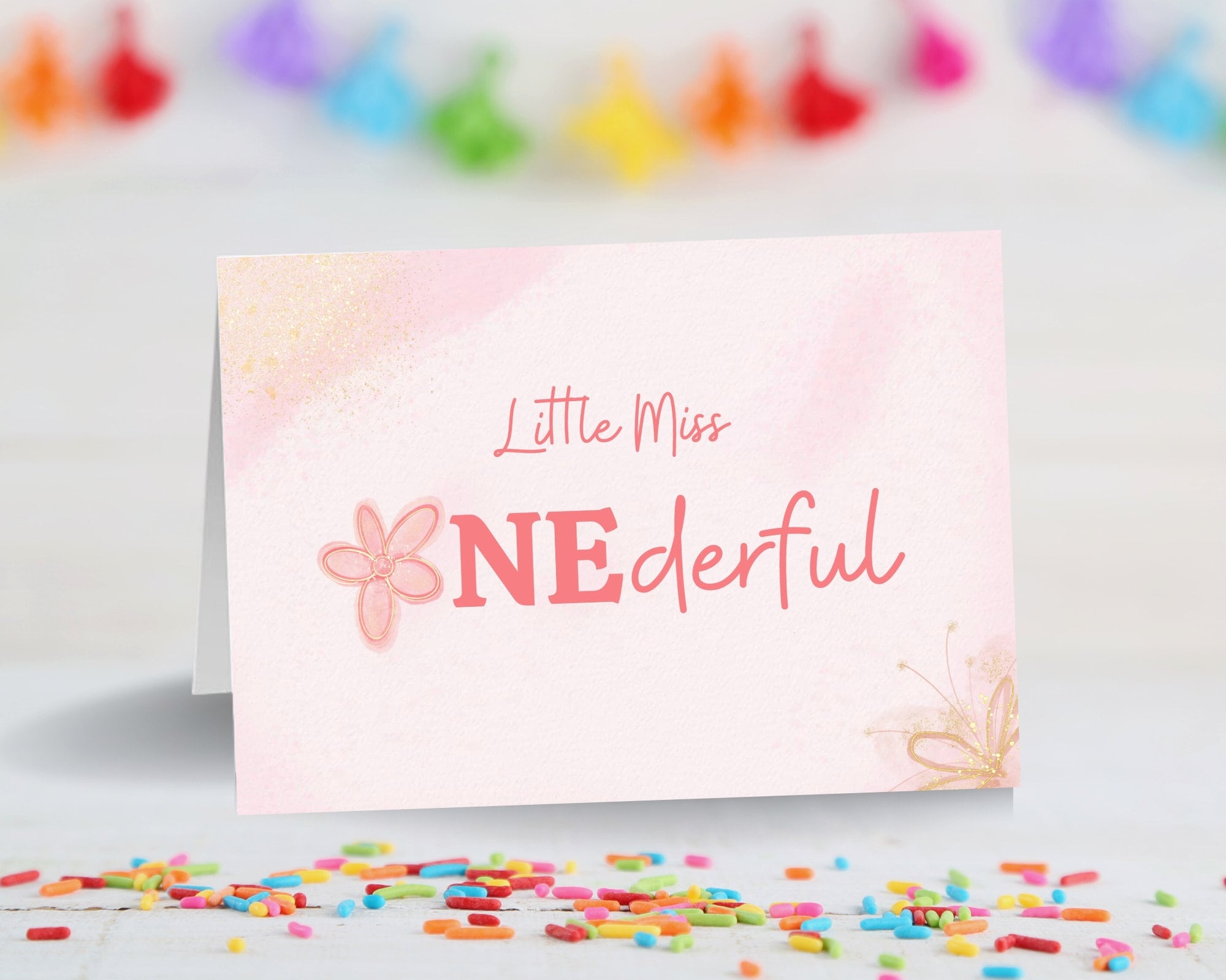 Printable First Birthday Card for One Year Old Girl, Little Miss