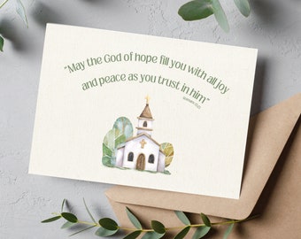 Printable Baptism Christening Romans 15:13 card for baby child teen adult May the God of hope fill you with all joy and peace as you trust
