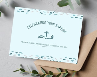 Printable Baptism Christening Card Galatians 3:26 by faith you are in direct relationship with God card for baby child teen adult