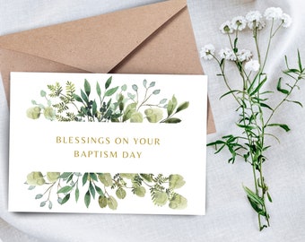 Printable Baptism Christening Card for baby child teen adult simple minimalist Blessings on your baptism day congratulations celebrating