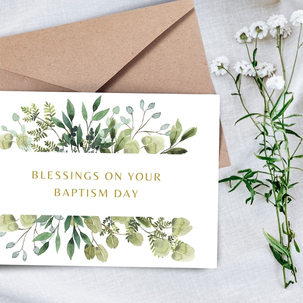 Printable Baptism Christening Card for baby child teen adult simple minimalist Blessings on your baptism day congratulations celebrating