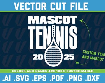 Diseño SVG de equipo de tenis: Archivo de corte de mascota personalizable (descarga digital)