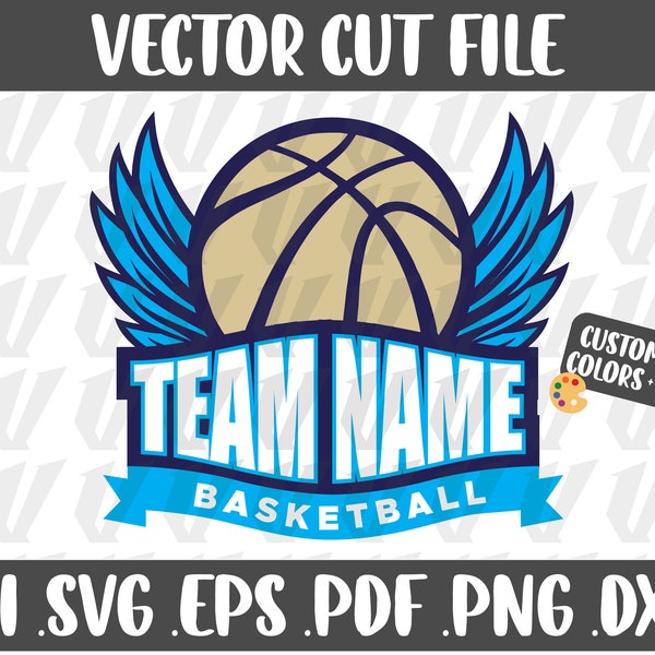 Basketball Team Logo SVG Wings Shirt Design DIY Download File Sports Athletic Cricut Silhouette Digital Cut File