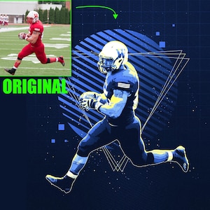 Custom Retro Poster from Your Photo, Custom Bedroom Art, Sports Portrait, Personalized Athletes Poster, Graduation Gift Sports