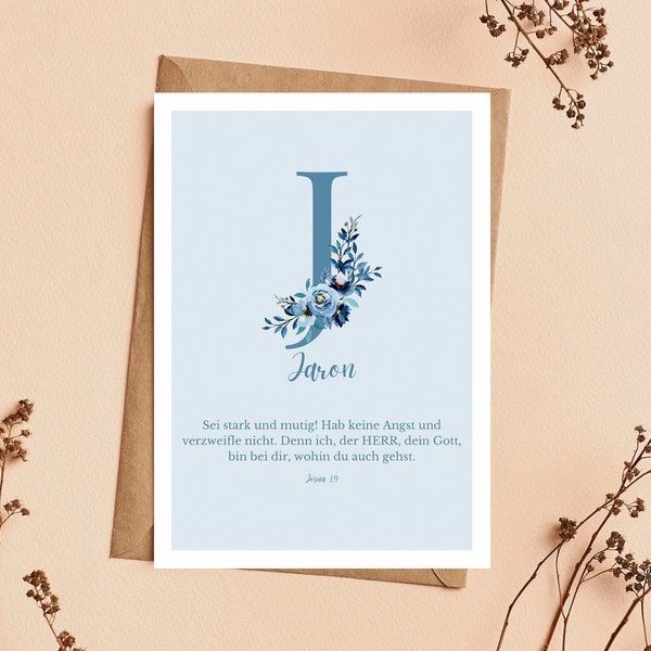 Birth card Christian personalized with Bible verse | Gift for birth individually | Christian gift birthday | Birthday card