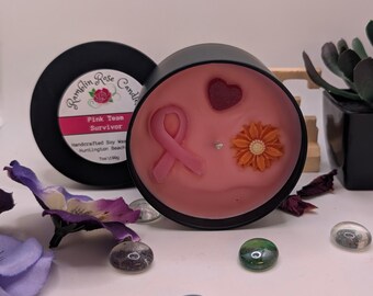 Breast Cancer Awareness Candle: Pink Floral Scented 7oz Tin