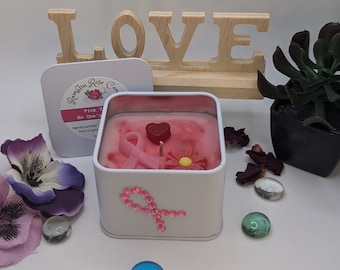 No One’s Alone Pink Team  Breast Cancer Support 6oz White Tin | Traveling size candle
