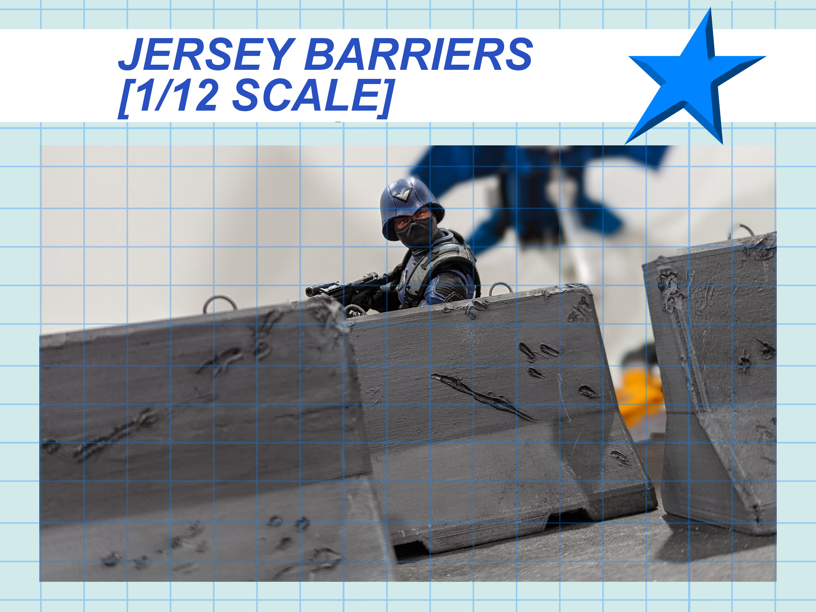 Jersey Barrier - 1/12 Classified Scale | 3D Printed Kit