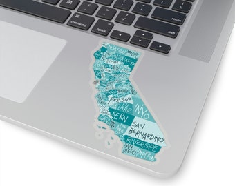 California by region sticker, kiss cut sticker, California Dreamin, California sticker, waterbottle sticker