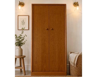Mid Century Meredew Wardrobe Oak Compact Double Wardrobe 1960s Retro Storage VGC
