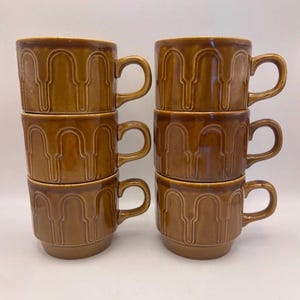 Vintage Biltons England Drip Glaze Coffee Cups Set of 6 Retro 1970s Mugs