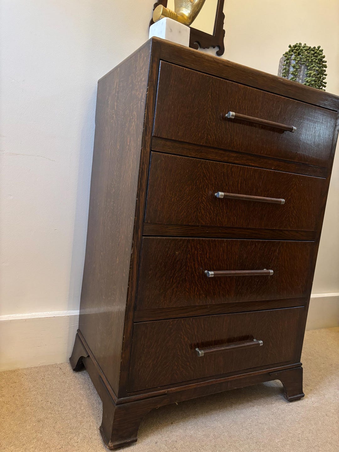 Tiger Oak Chest of Drawers | 1930s Art Deco Tallboy | Vintage Oak ...