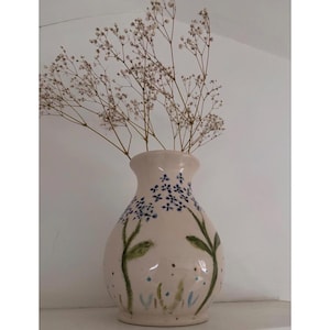 Handgeschilderde hortensiavaas | Keramisch aardewerk in vintagestijl