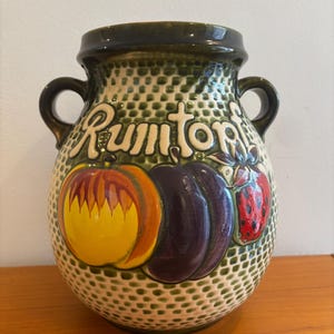 Vintage Rumtopf Ceramic Large Vase Punch Pot West German Pottery Fruit Motif Umbrella Holder