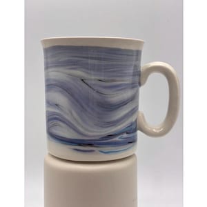 Vintage Isle of Lewis Pottery Mug, Blue Marble Glaze, Scottish Studio Cup