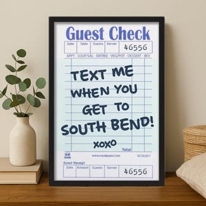 South Bend Indiana Framed Student Wall Art, Trendy South Bend Art Print, Travel Art, ND Ticket Stub Graphic, Plus FREE SHIPPING