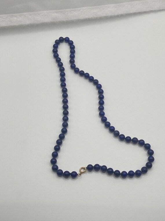 Vintage Lapis Lazuli Hand Knotted Bead Necklace w… - image 5