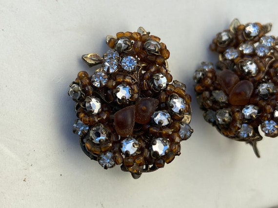 Vintage rare 1950s Robert crystal clip on earrings - image 2