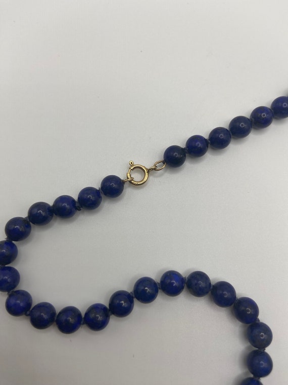 Vintage Lapis Lazuli Hand Knotted Bead Necklace w… - image 6