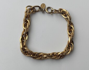 Vintage 1980s Gold Tone Twisted Chunky Textured Chain Link