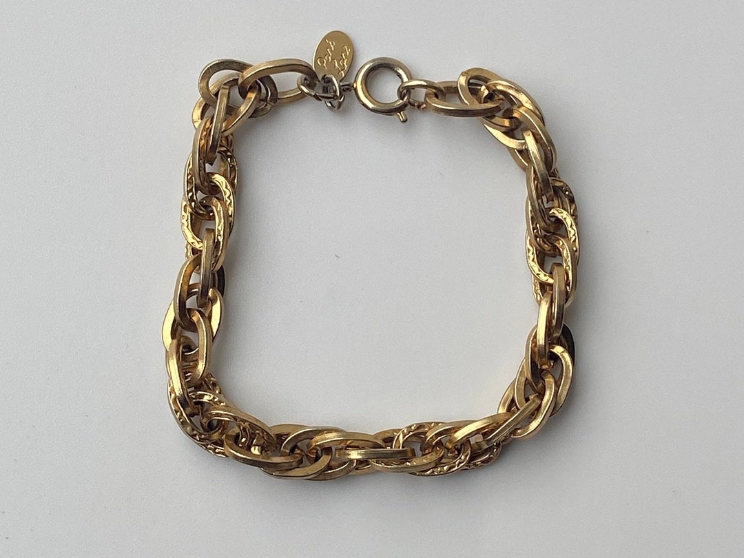 Vintage 1980s Gold Tone Twisted Chunky Textured Chain Link