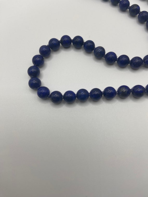 Vintage Lapis Lazuli Hand Knotted Bead Necklace w… - image 3