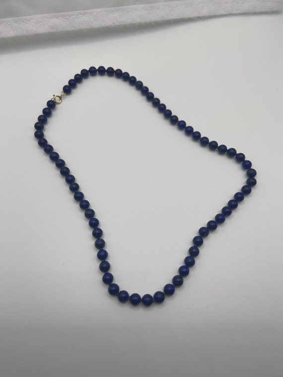 Vintage Lapis Lazuli Hand Knotted Bead Necklace w… - image 2