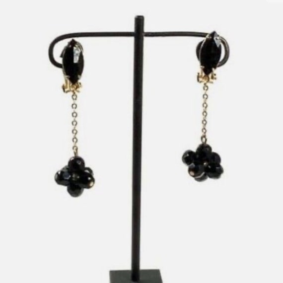 Vintage 1960s black marquise and dangling black g… - image 3