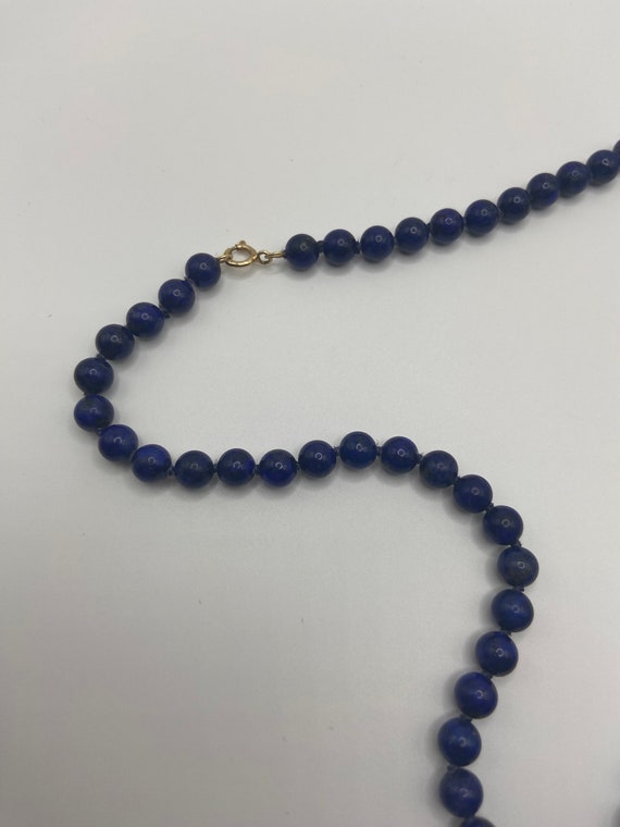 Vintage Lapis Lazuli Hand Knotted Bead Necklace w… - image 4