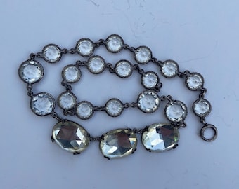Antique Victorian Paste Rivière Necklace – sterling silver, 1860s-1890s, Elegant Vintage Jewelry